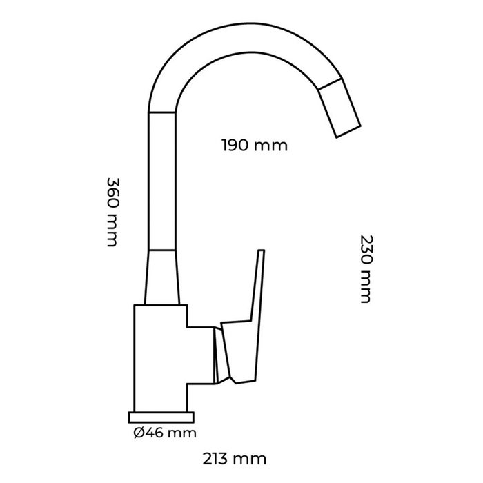 Edm Mitigeur de cuisine monocommande flexible noir Baiona 213 x 46 x 360 mm