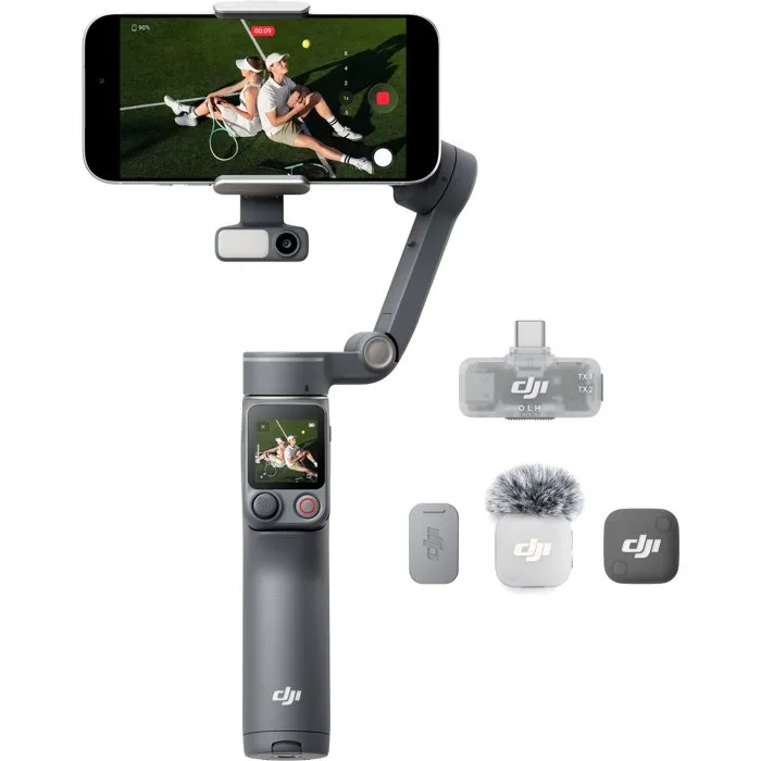 DJI Osmo Mobile 8P Creator Combo – Stabilisateur pour Smartphone avec Radiocommande à Écran Tactile, ActiveTrack 8.0 et DJI Mic Mini 2