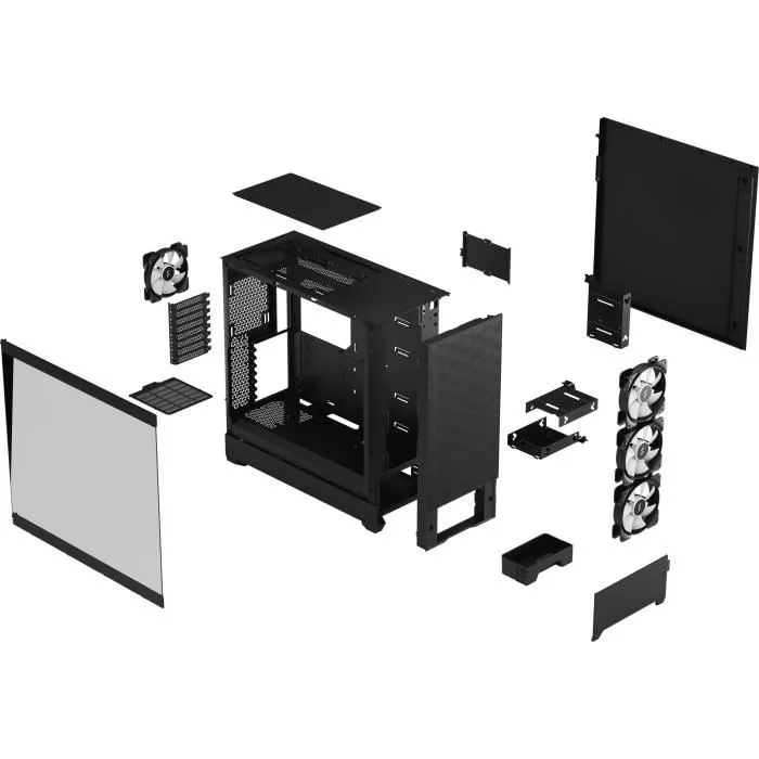 FRACTAL DESIGN Boîtier PC Pop XL Air RGB Black TG Noir - Tour ATX avec Panneau en Verre Trempé, Gestion des Câbles, Filtres à Poussière, Support Radiateur 280 mm (FD-C-POR1X-06)
