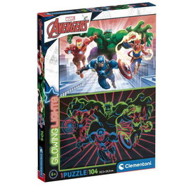 Clementoni - Puzzle phosphorescent Les Avengers Marvel 104 pièces (Dimensions: 37,9x26,9 cm)