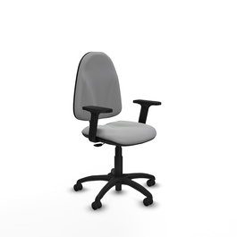 Chaise Algarra Contact permament de base Cuir écologique Gris clair Structure polyamide noire Accoudoir 2D Sans appui-tête Roulettes pour moquette