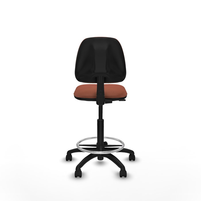 Tabouret Taburete Isso Contact permament de base Tissu Marron Structure polyamide noire Sans accoudoirs Sans appui-tête Roulettes en nylon 50 mm