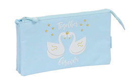 Safta Portatodo Triple Glowlab "Cisnes" - Coffret de rangement en plastique avec motif cygnes, 22 x 12 x 3 cm, à partir de 3 ans