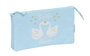 Safta Portatodo Triple Glowlab "Cisnes" - Coffret de rangement en plastique avec motif cygnes, 22 x 12 x 3 cm, à partir de 3 ans