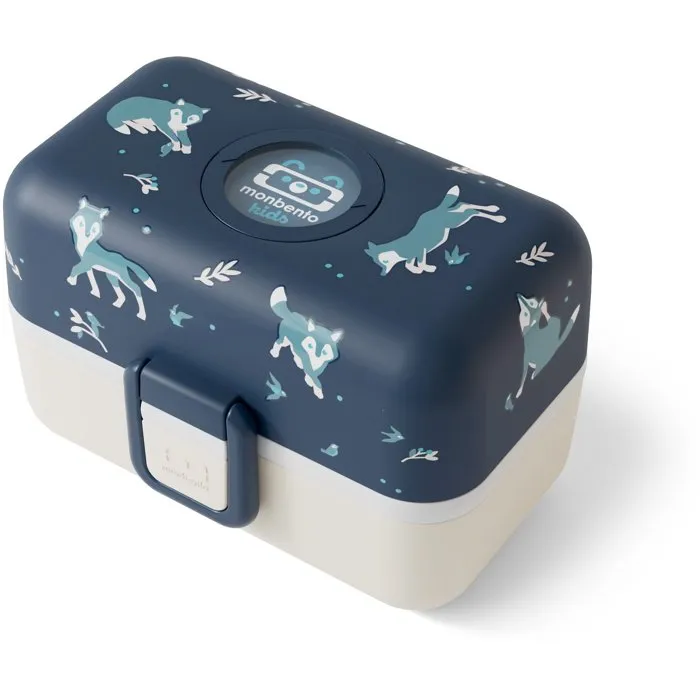 Monbento MB Tresor Wolf - Boîte-repas 3 compartiments pour enfants, sans BPA, 0.8 L, micro-ondable, lave-vaisselle, personnalisable, garantie à vie