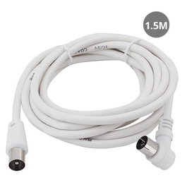 GSC Evolution Câble coaxial TV coudé 1,5 m de mâle à femelle Blanc