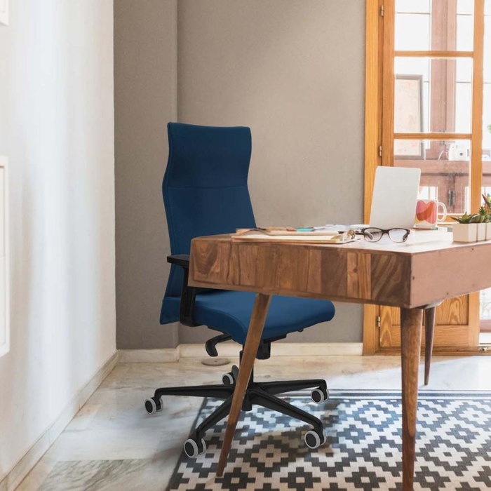 Piqueras Y Crespo Sillón Albacete Bleu avec mécanisme Synchro et accoudoirs 2D