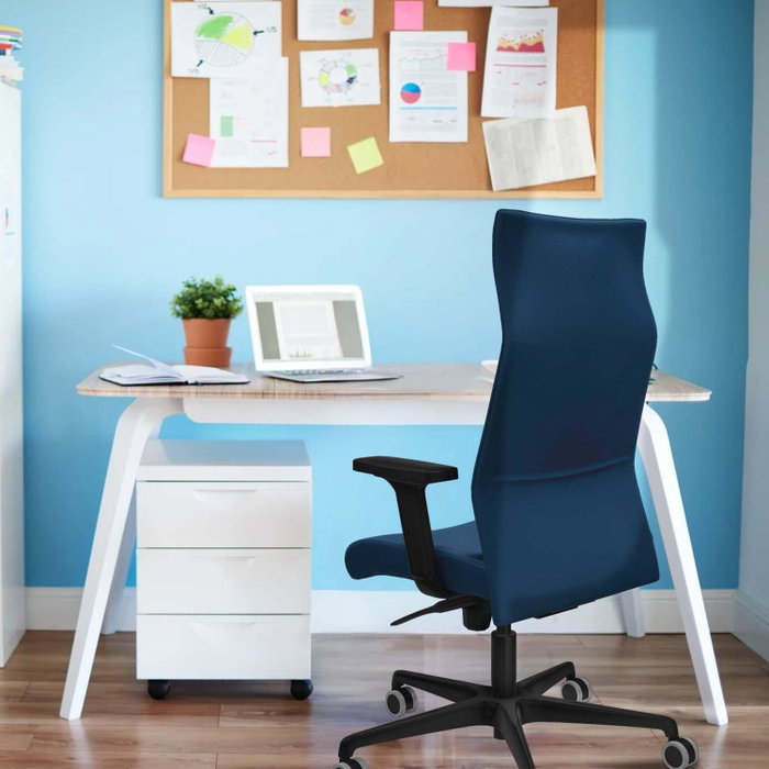 Piqueras Y Crespo Sillón Albacete Bleu avec mécanisme Synchro et accoudoirs 2D