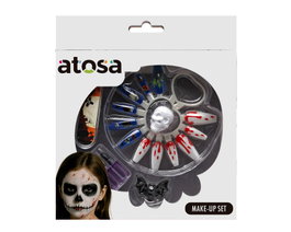 Atosa Ongles Postiches Halloween Blancs et Bleus Décorés de Sang et de Monstres