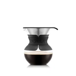 BODUM Cafetière filtre Pour Over - 0,5 L (4 tasses) avec Filtre permanent en inox - Verre borosilicate - Noir - Prépare un café aromatique