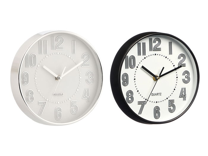GIFTDECOR Horloge ronde 20 cm numéros et rayures assortie