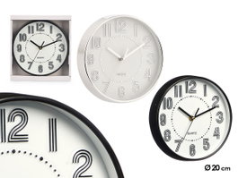 GIFTDECOR Horloge ronde 20 cm numéros et rayures assortie