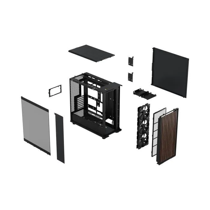 Fractal Design North XL RC Charcoal Black TG - Boîtier PC E-ATX noir avec design bois et aération mesh, ventilateurs 3x140mm PWM, hub, USB 3.1 Type-C et USB 3.0