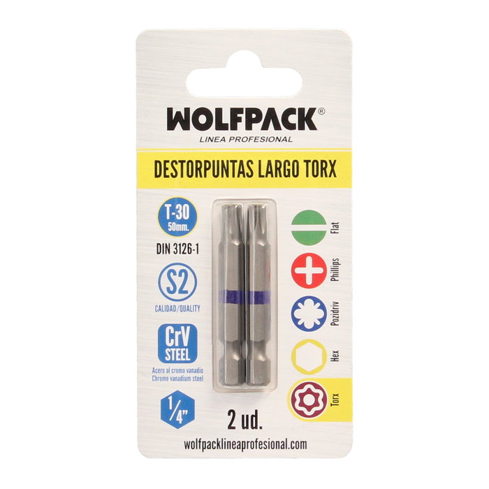 WOLFPACK LINEA PROFESIONAL Embout pour vis long Torx T-30