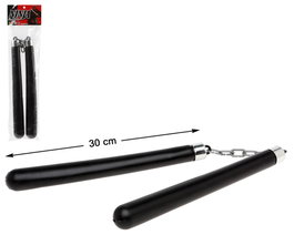 Nunchaku noir pour déguisement de ninja ou karaté, jouet d'accessoire pour costume enfant de 30 cm avec chaîne métallique