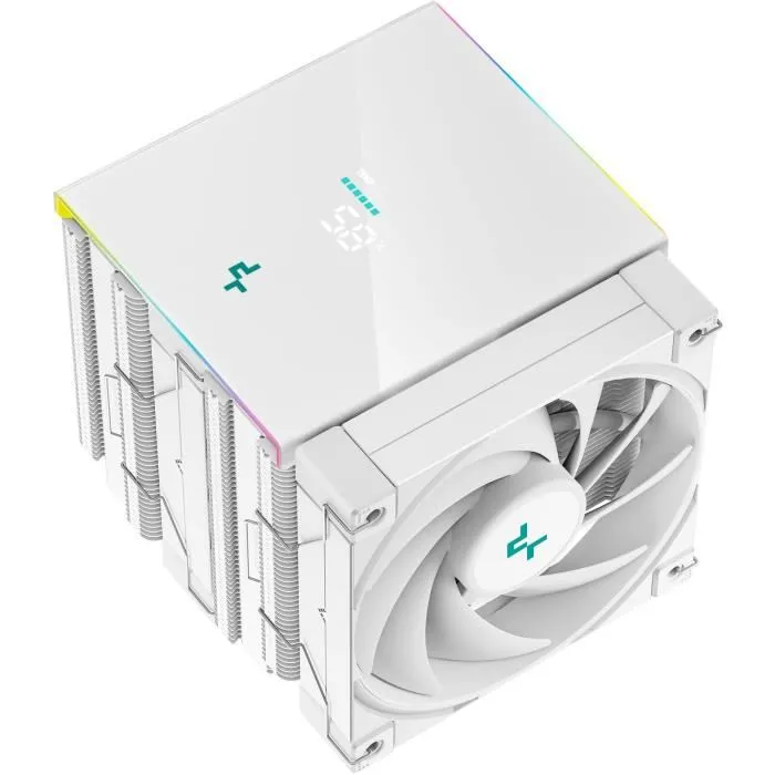 Deepcool AK620 Digital, Ventirad pour CPU avec Afficheur Numérique, 2 Ventilateurs 120 mm et LED A-RGB, Compatible Intel LGA1851/1700 et AMD AM5/AM4, Blanc