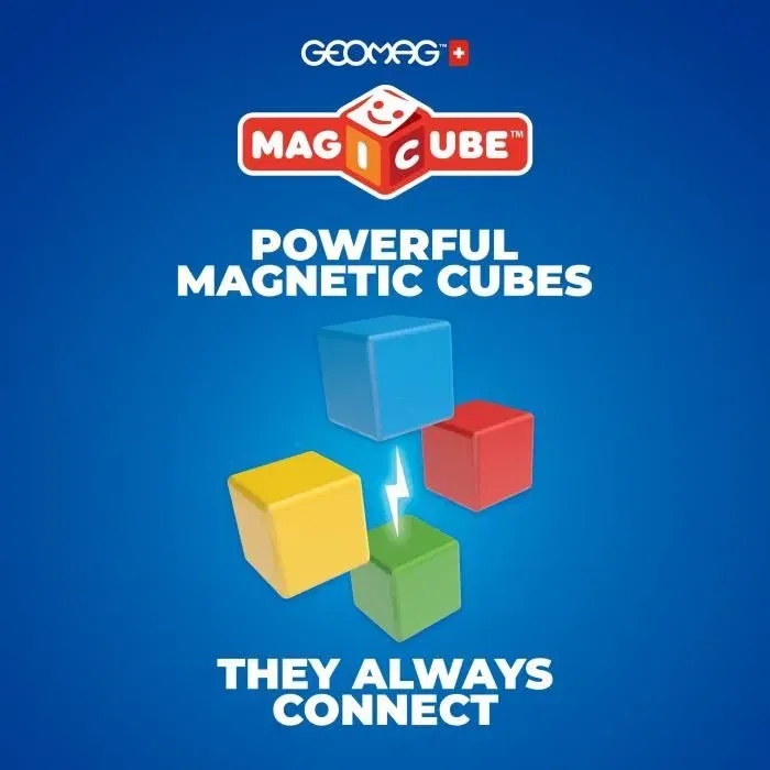Geomag Animaux Amis - Jeu de construction magnétique éducatif STEM - 4 cubes magiques, 132 pièces, 3 cartes - Puzzle 3D pour enfants