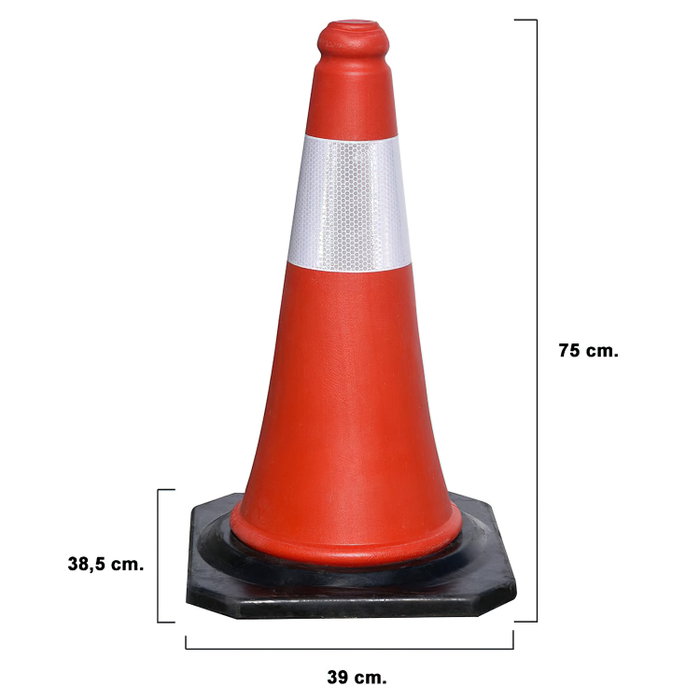 WOLFPACK LINEA PROFESIONAL Cône de signalisation base caoutchouc 70 cm avec bande réfléchissante WOLFPACK LINEA PROFESIONAL Cône de signalisation base caoutchouc 70 cm avec bande réfléchissante