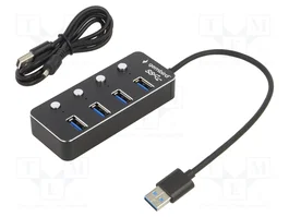 GEMBIRD Hub USB 4 ports USB 3.1 Gen 1 avec interrupteur, noir