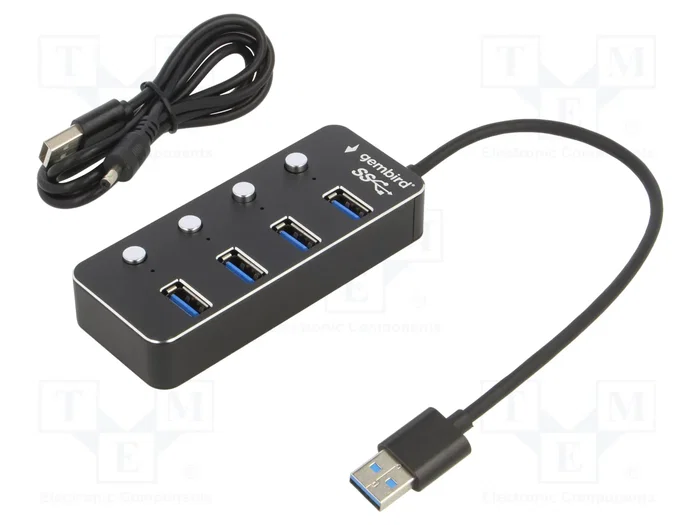 GEMBIRD Hub USB 4 ports USB 3.1 Gen 1 avec interrupteur, noir GEMBIRD Hub USB 4 ports USB 3.1 Gen 1 avec interrupteur, noir