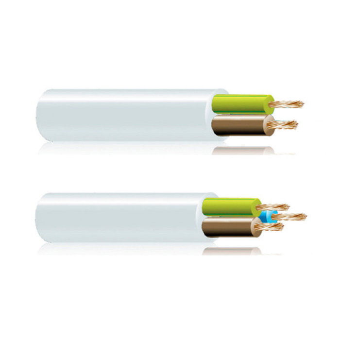 Manguera tubular H 05 VV-F 3x2,5mm blanche Manguera tubular H 05 VV-F 3x2,5mm blanche