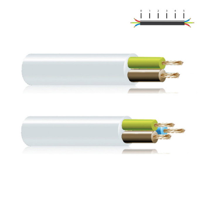 Tuyau tubulaire H 05 VV-F 3x2,5mm blanc Tuyau tubulaire H 05 VV-F 3x2,5mm blanc