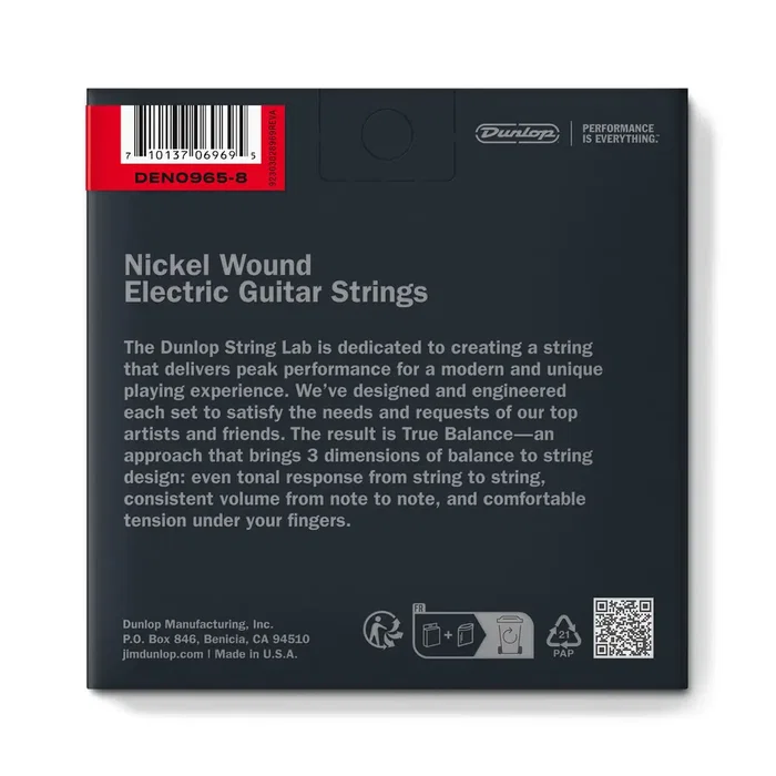 Dunlopst Nickel Light 9-65 – Cordes pour guitare électrique (8 jeux)