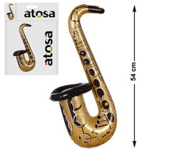 Saxophone gonflable de 54 cm doré pour fêtes et déguisements musicaux
