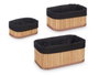 Kipit Set de 3 Organisateurs en Bambou Noir 24x11x15 cm avec Tailles Moyenne et Petite (Set de 12)