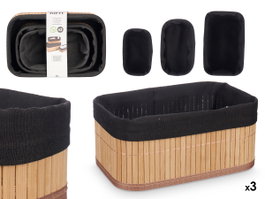 Kipit Set de 3 Organisateurs en Bambou Noir 24x11x15 cm avec Tailles Moyenne et Petite (Set de 12)