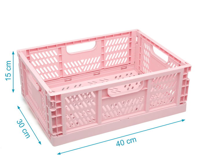 KioKids Caja De Almacenaje Plegable 40 x 30 x 15 cm, Boîte de Rangement Pliante Rose en Polypropylène pour Organisation