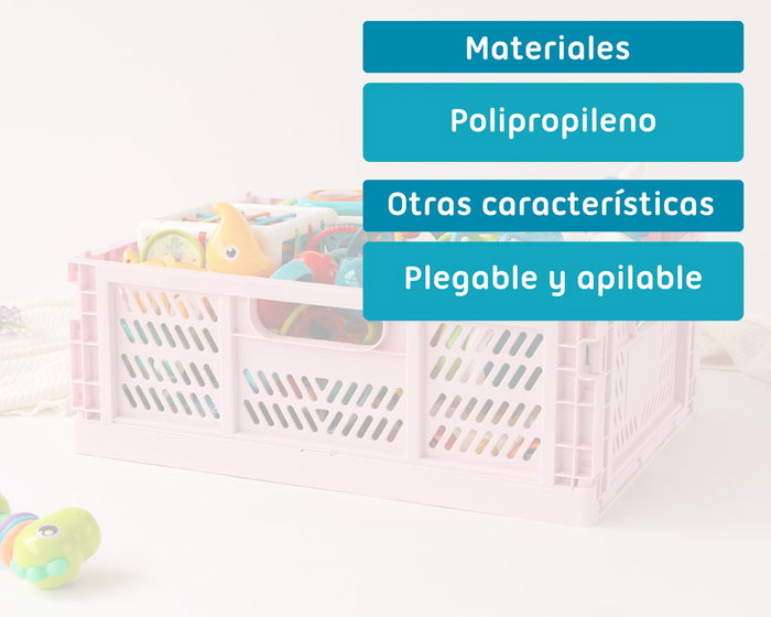 KioKids Caja De Almacenaje Plegable 40 x 30 x 15 cm, Boîte de Rangement Pliante Rose en Polypropylène pour Organisation