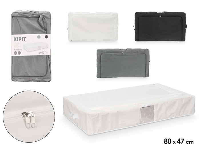 Kipit Bajo Cama à Fermeture Éclair 80 x 47 x 14,5 cm Assortiment Blanc Gris Noir Polyester (Set de 12) Kipit Bajo Cama à Fermeture Éclair 80 x 47 x 14,5 cm Assortiment Blanc Gris Noir Polyester (Set de 12)
