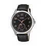 Casio MTP-M110L - Montre Homme Analogique-Quartz - Bracelet Cuir Noir, Boîtier Acier, Indicateur Phase Lunaire, Étanchéité 5 bars