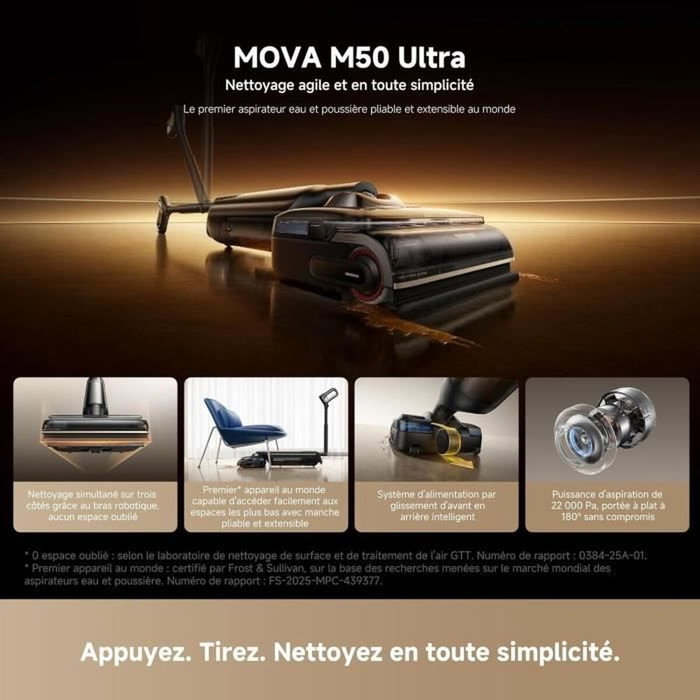 Mova M50 ULTRA Aspirateur Balai Laveur Noir