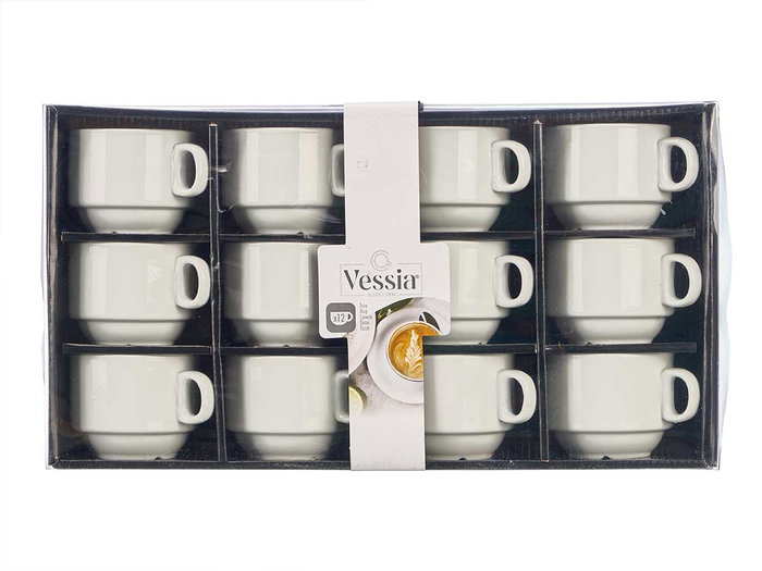 VESSIA Taza Porcelana Apilable 220 ml Blanco