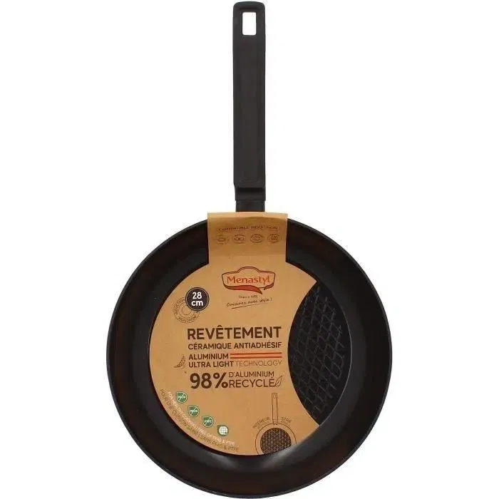 Menastyl - 6020638 - Poêle en aluminium forgé antiadhésif, Noir, 28 cm, Compatible tous feux dont induction Menastyl - 6020638 - Poêle en aluminium forgé antiadhésif, Noir, 28 cm, Compatible tous feux dont induction