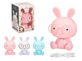 Giftdecor Lampe Enfant Lapin Anti-Cauchemar Couleurs Assorties Plastique 14 x 22.5 x 13 cm Recharge USB 3 Intensités (Set de 8)