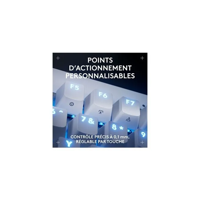 Logitech G PRO X TKL Rapid - Clavier gamer mécanique filaire AZERTY à touches analogiques magnétiques RVB - Format TKL (sans pavé numérique) - Blanc