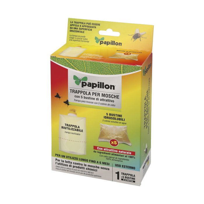 PAPILLON Lot de 5 pièges extérieurs réutilisables pour mouches et insectes PAPILLON Lot de 5 pièges extérieurs réutilisables pour mouches et insectes