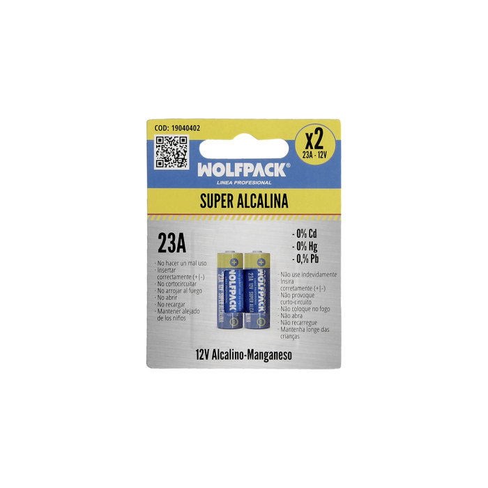 WOLFPACK LINEA PROFESIONAL Piles Alcalines 12V E23A (Blister de 2 pièces)