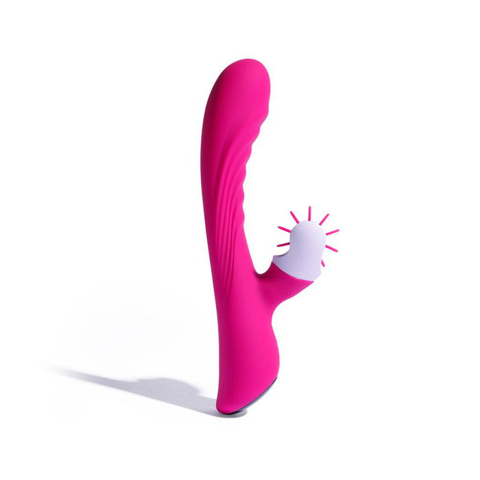 Platanomelón Vibrador conejito LYO Fucsia double stimulation clitoridienne et vaginale rechargeable USB