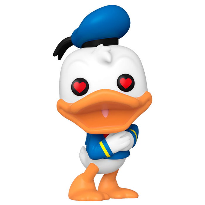 FUNKO - Figure Pop Disney - 90e Anniversaire - Donald Duck avec Yeux en Cœur - Figurine Vinyl 9 cm