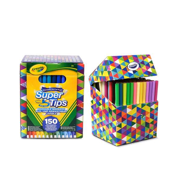 Crayola - Set de 150 marqueurs Super Tips lavables, pointe fine, pour enfants à partir de 3 ans - Langues : espagnol, italien, français, anglais, allemand Crayola - Set de 150 marqueurs Super Tips lavables, pointe fine, pour enfants à partir de 3 ans - Langues : espagnol, italien, français, anglais, allemand