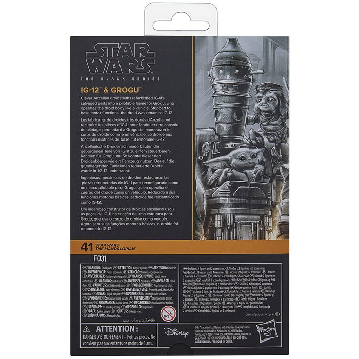 HASBRO Star Wars The Black Series - Set de 2 figurines articulées IG-12 et Grogu (The Mandalorian) 15 cm avec accessoires HASBRO Star Wars The Black Series - Set de 2 figurines articulées IG-12 et Grogu (The Mandalorian) 15 cm avec accessoires