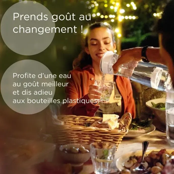 Brita Bouteille filtrante 1,3L Blanc Graphite avec Filtre MicroDisc - 6 Filtres - Purifie l'eau - Compatible lave-vaisselle - Écologique