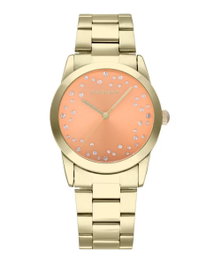 Radiant RA606205 avec cadran orange et bracelet doré