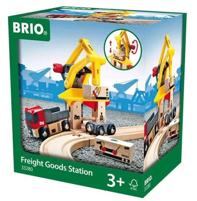BRIO World Grue de Chargement avec Bras Magnétique - Accessoire pour Circuit de Train en Bois - Réf. 33280 - Jouet Enfant dès 3 ans
