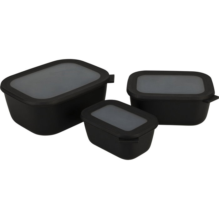 Mepal Cirqula Set de 3 Bols Multi-Usage Rectangulaires, Nordic Black