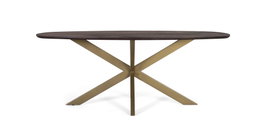 GINER Y COLOMER Table de salle à manger ovale en bois d'acacia et métal, 200 cm